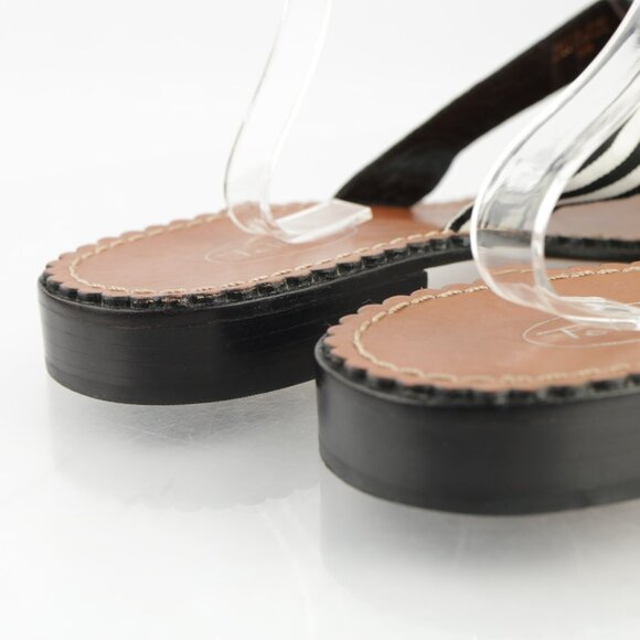 Talbots Womens Sandals Size 9 Black White Crossgrain Ribbon Thong Flip Flops - Picture 4 of 13